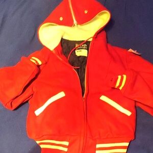 1980s Made In U.s.a. 100 Percent Wool Kids Varsity Hooded Jacket. Butwin.